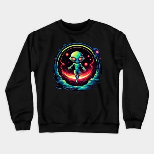 Extraterrestrial Encounter - Retro Alien Design Crewneck Sweatshirt